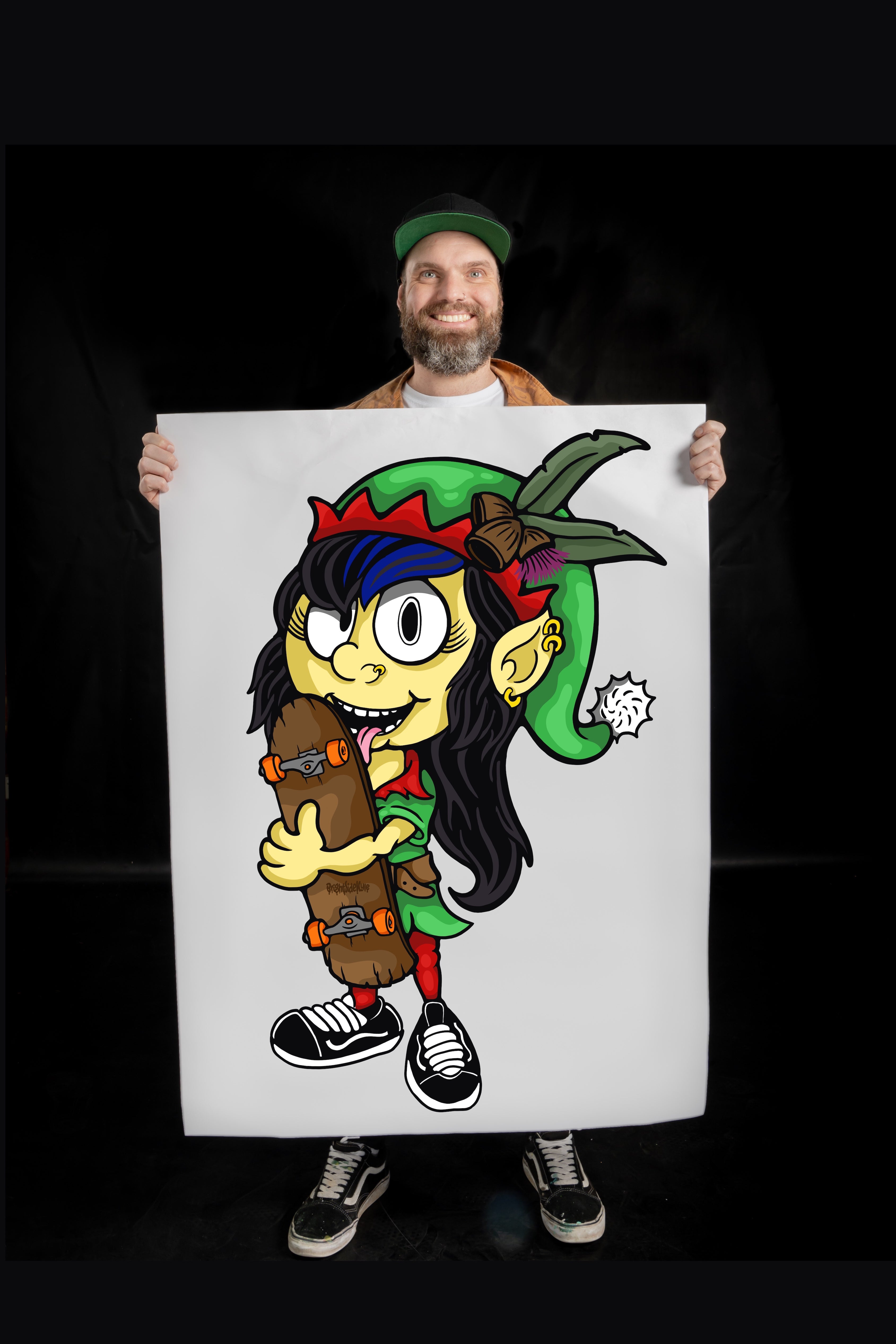 Wall Art Decal - Christmas Skater Girl Elf