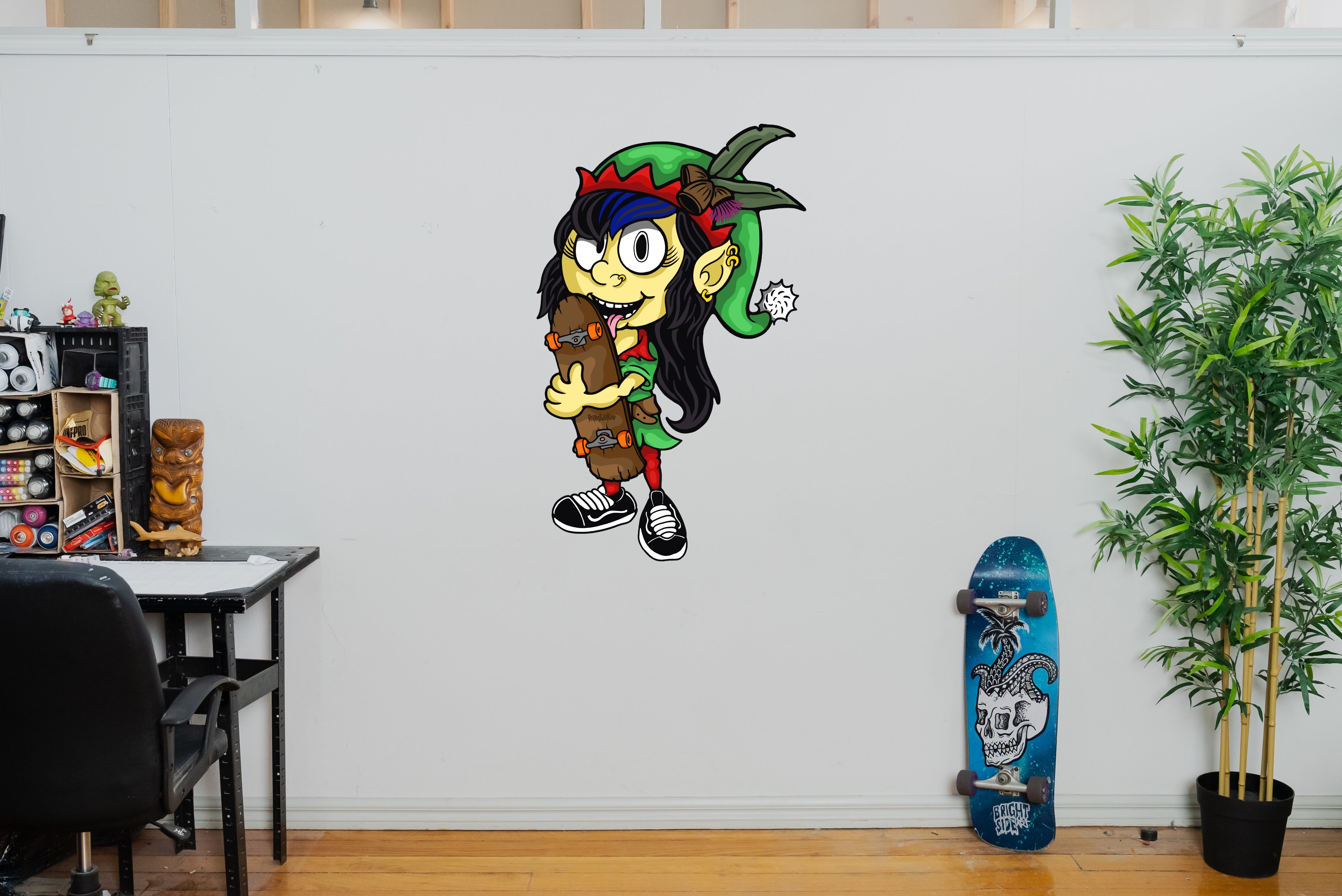 Wall Art Decal - Christmas Skater Girl Elf