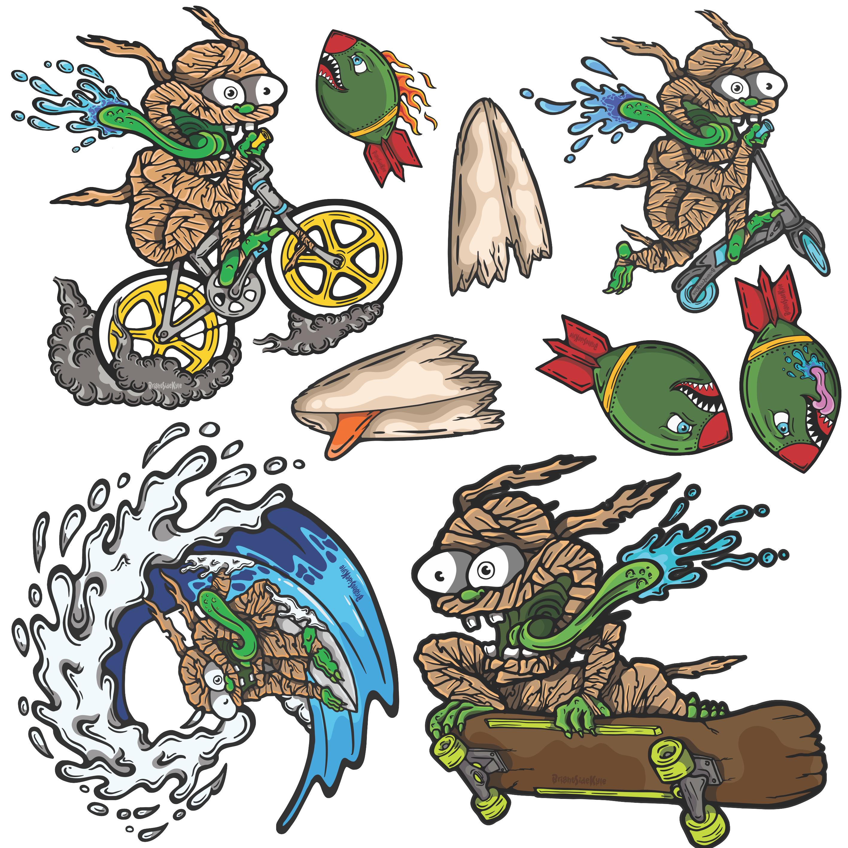 Wall Art Decal - Monster Set 1