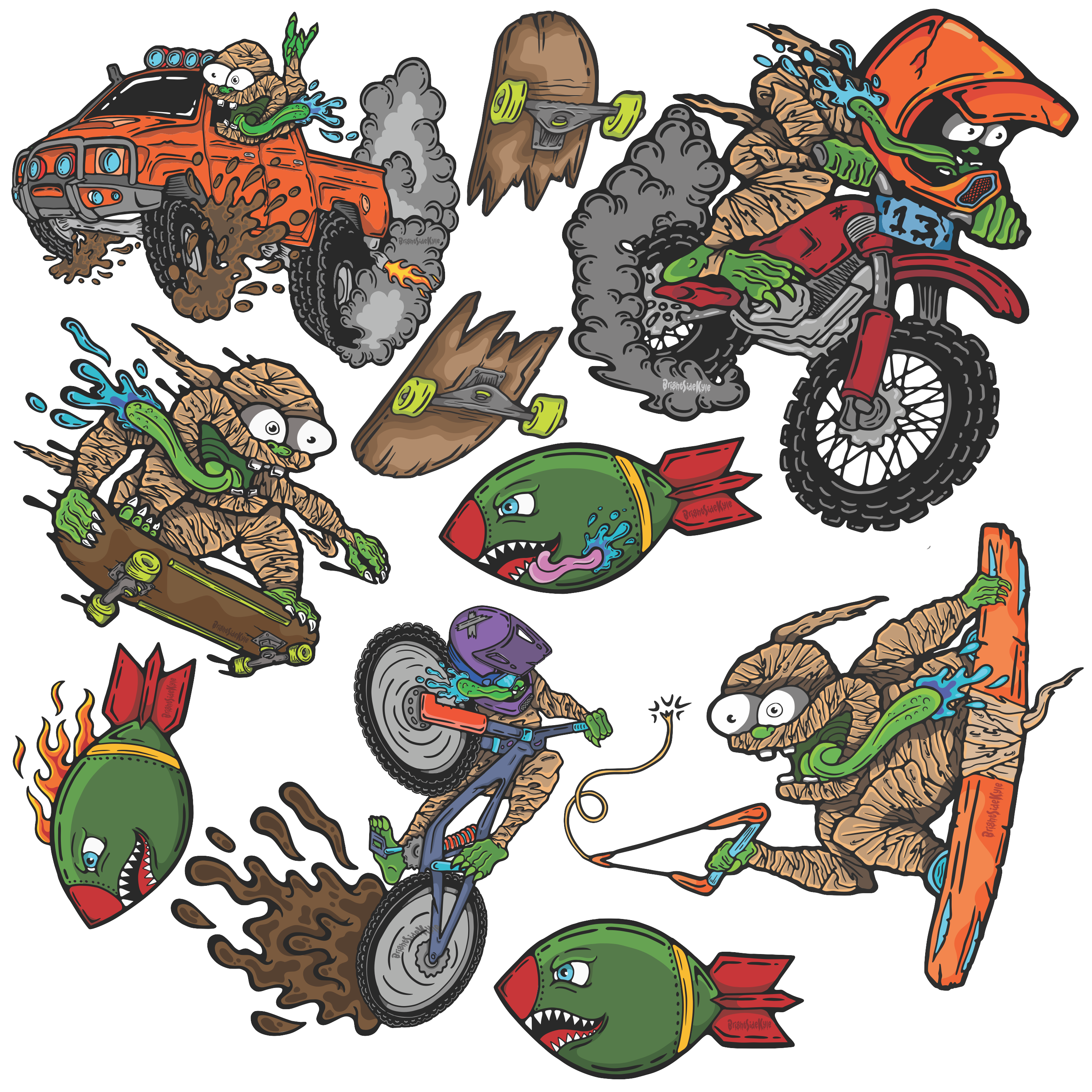 Wall Art Decal - Monster Set 2