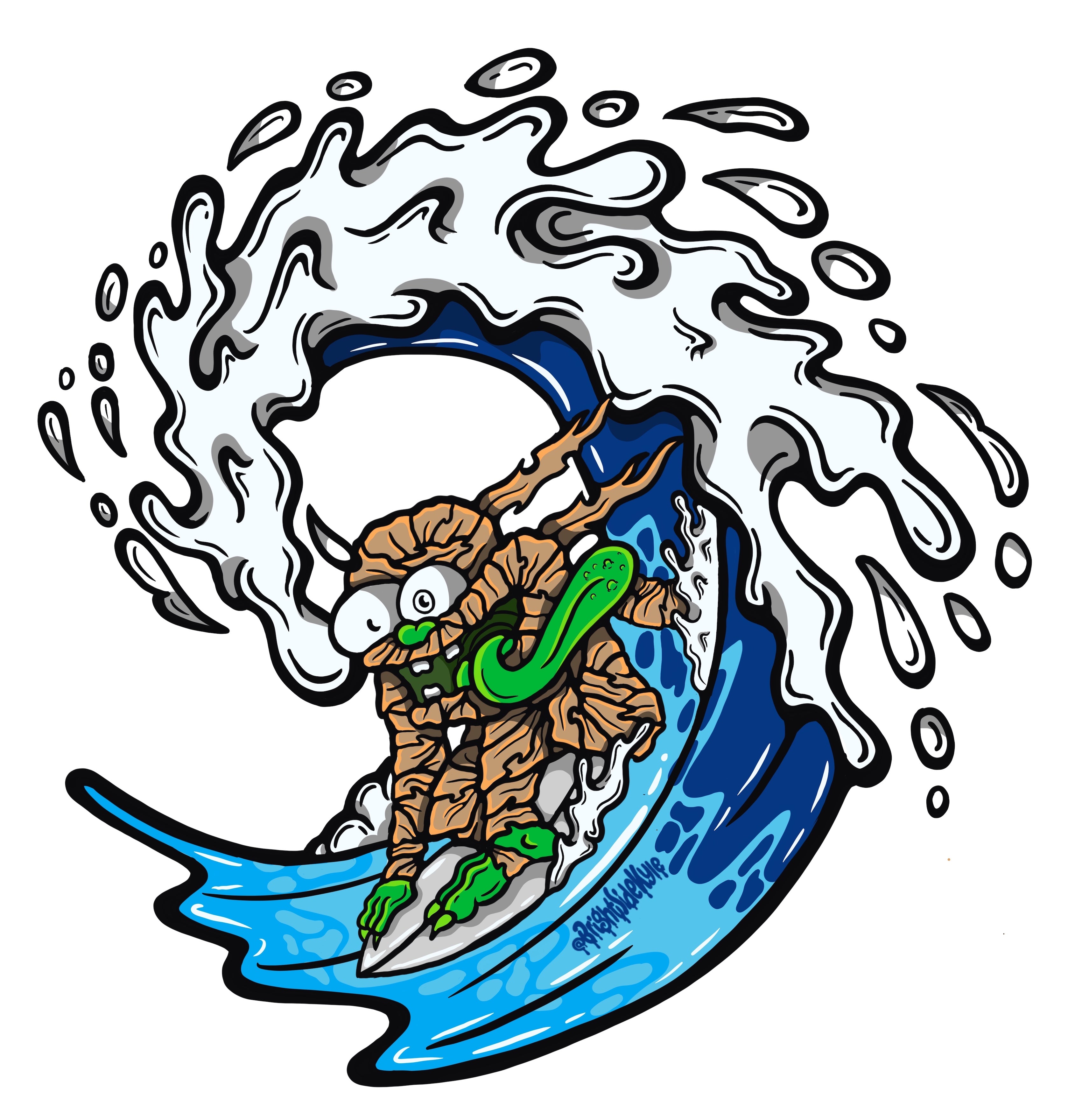 Wall Art Decal - Lil' Monster Surfs Up
