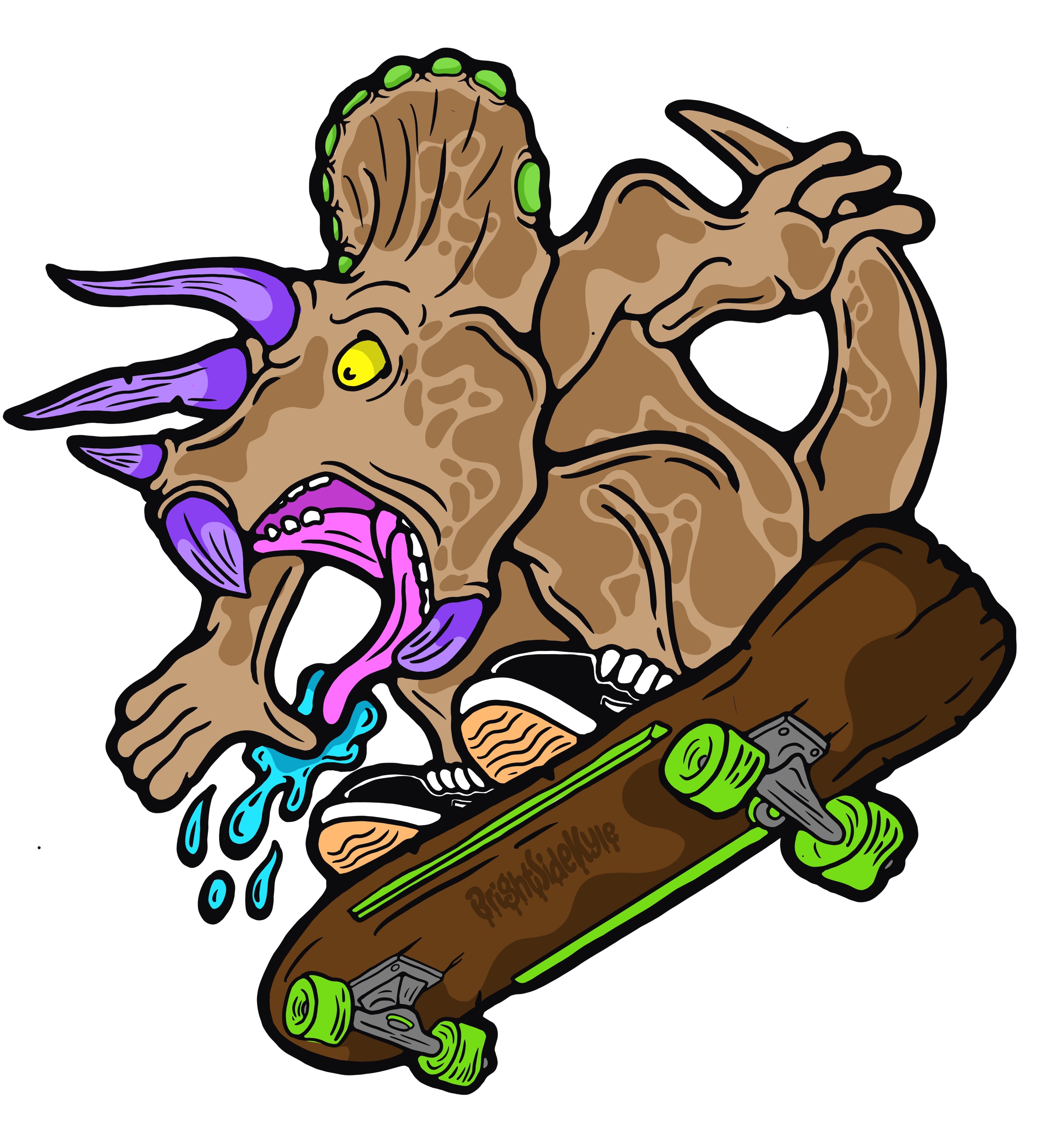 Wall Art Decal - Triceratops Skater