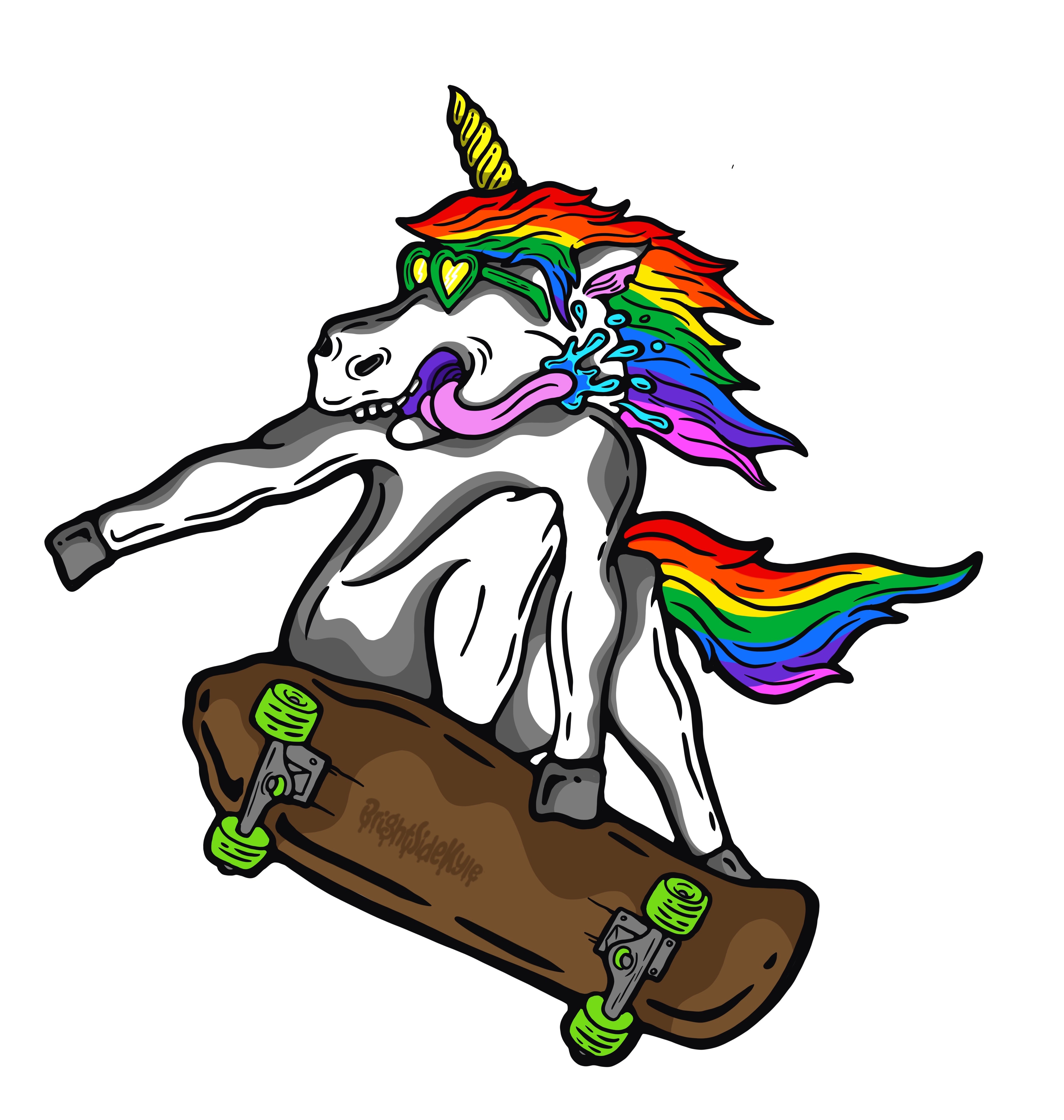 Wall Art Decal - Skateboarding Unicorn