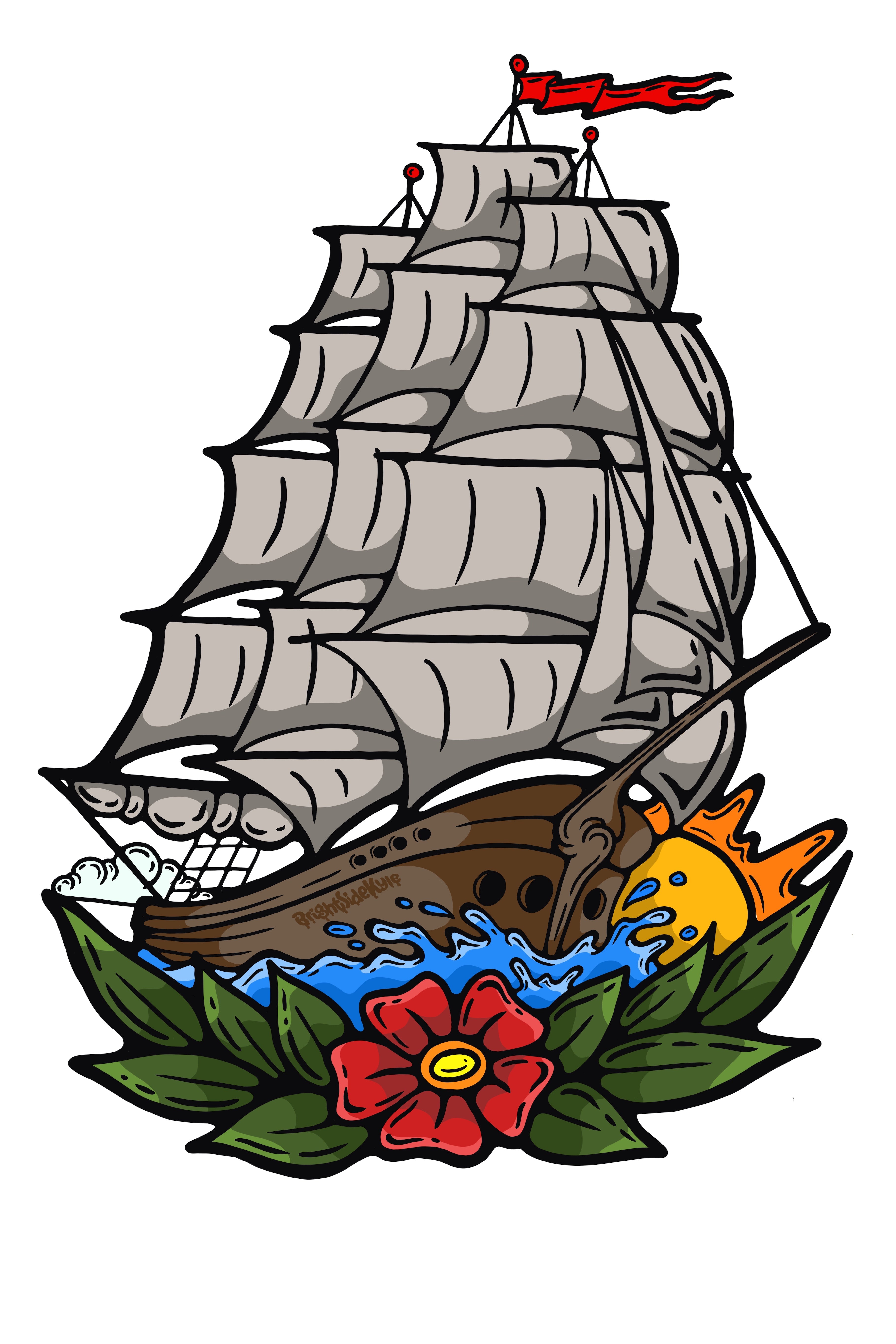 Wall Art Decal - Tattoo Sailor Ship