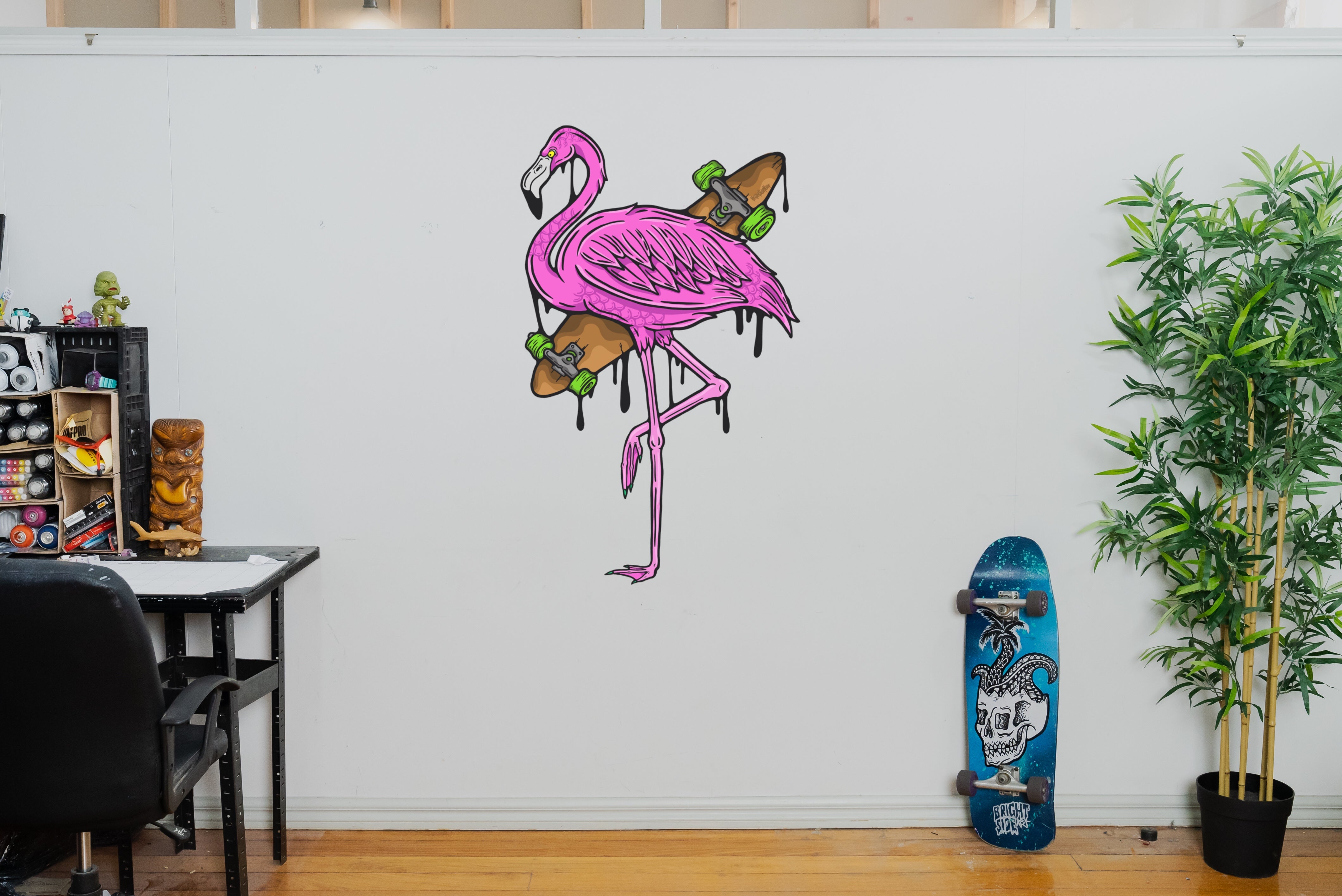 Wall Art Decal - Flamingo Skater