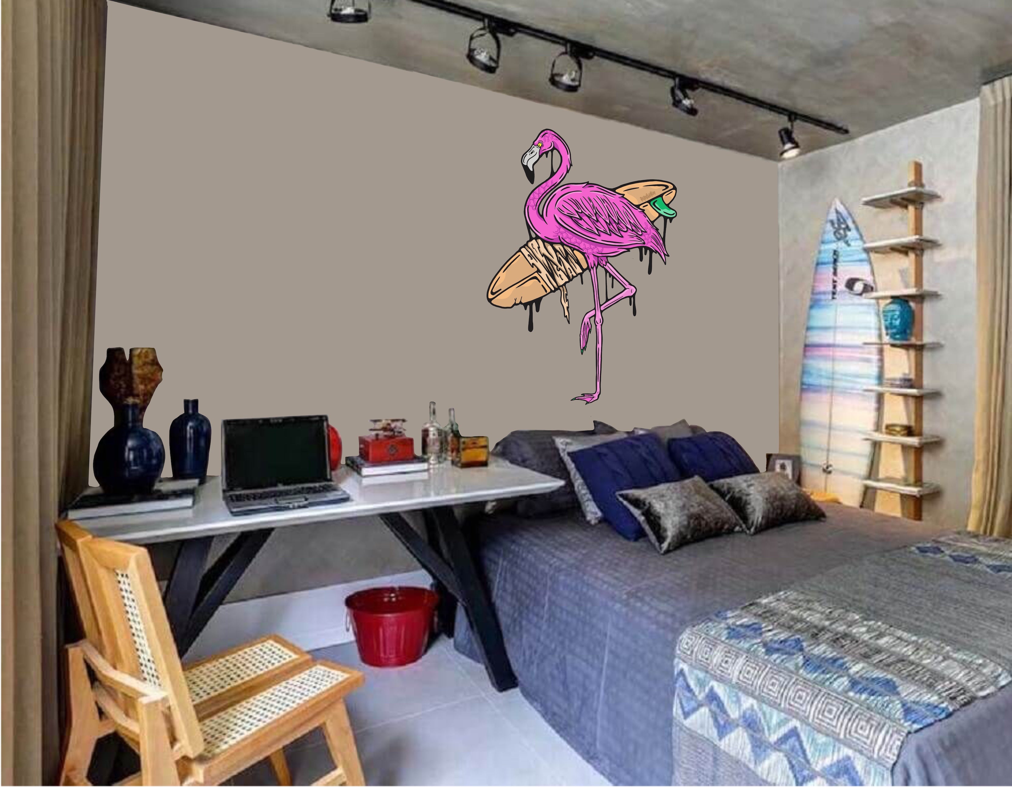 Wall Art Decal - Funky Flamingo