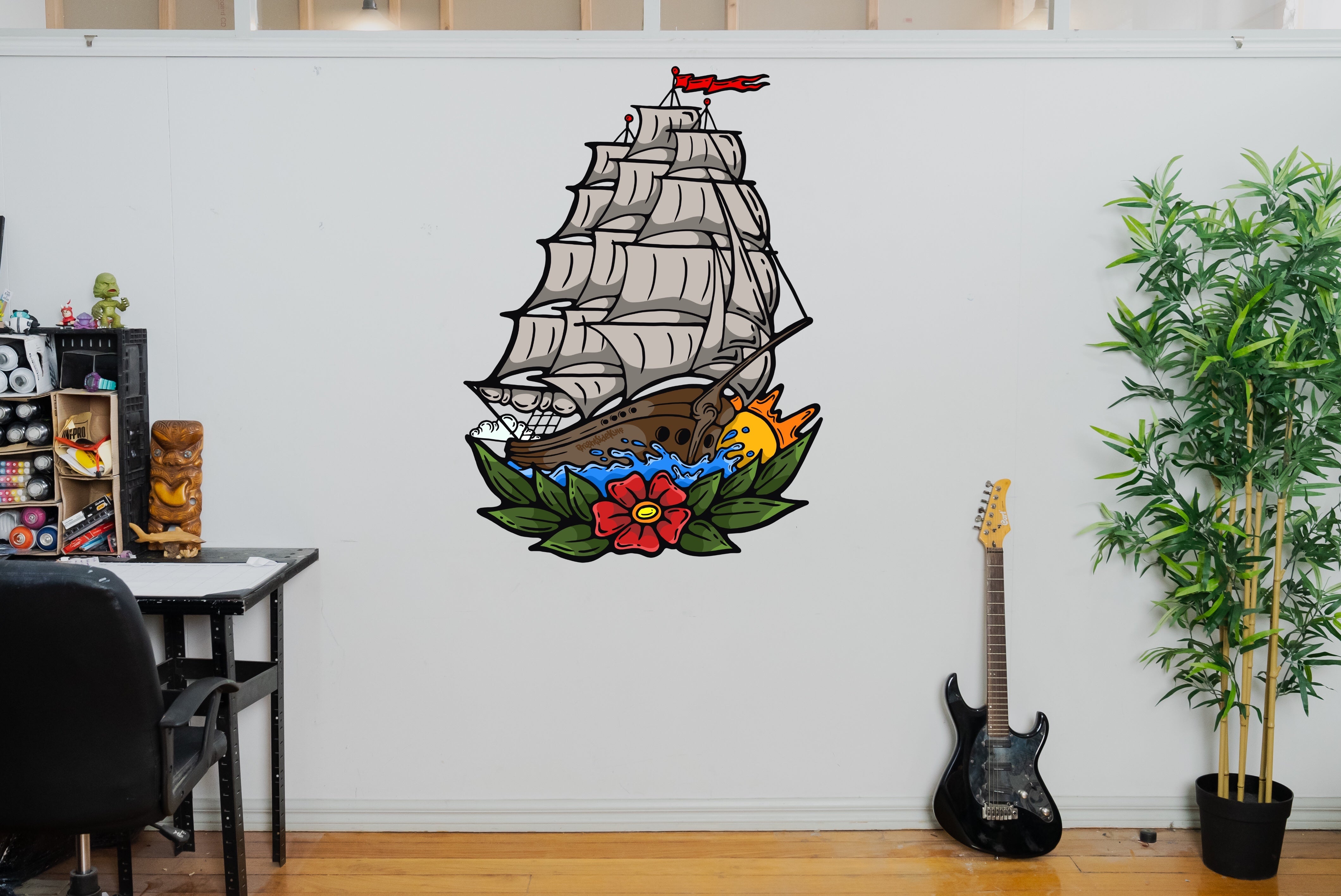 Wall Art Decal - Tattoo Sailor Ship