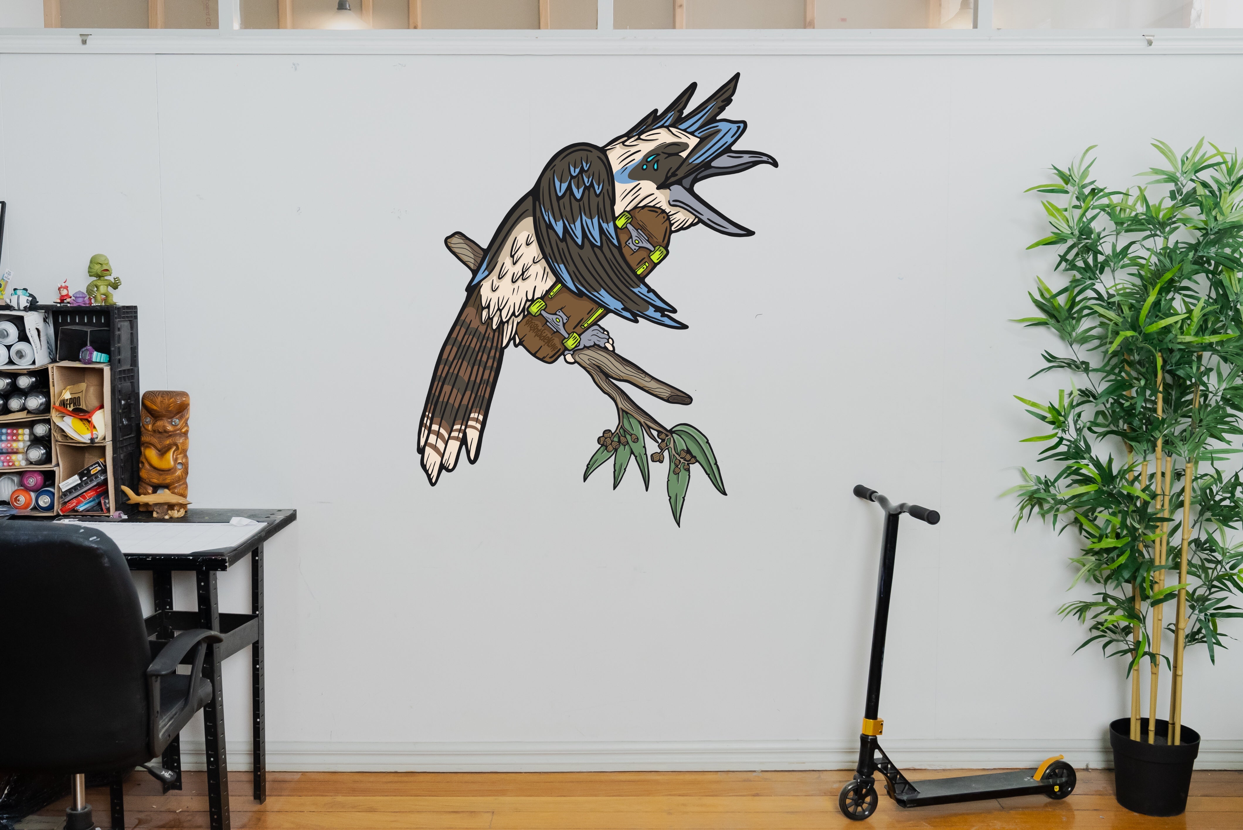 Wall Art Decal - Skater Kookaburra