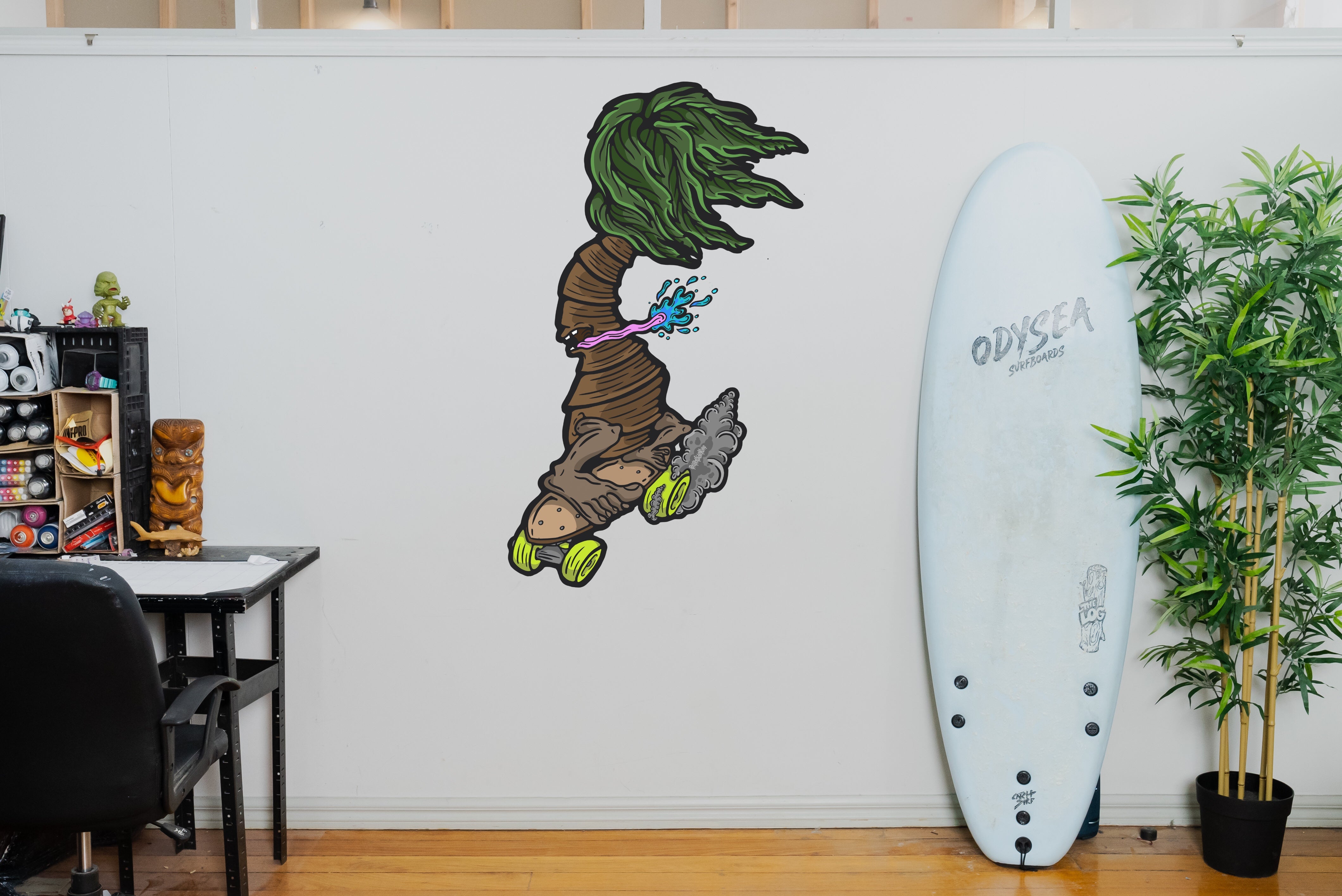 Wall Art Decal - Skater Palm Tree