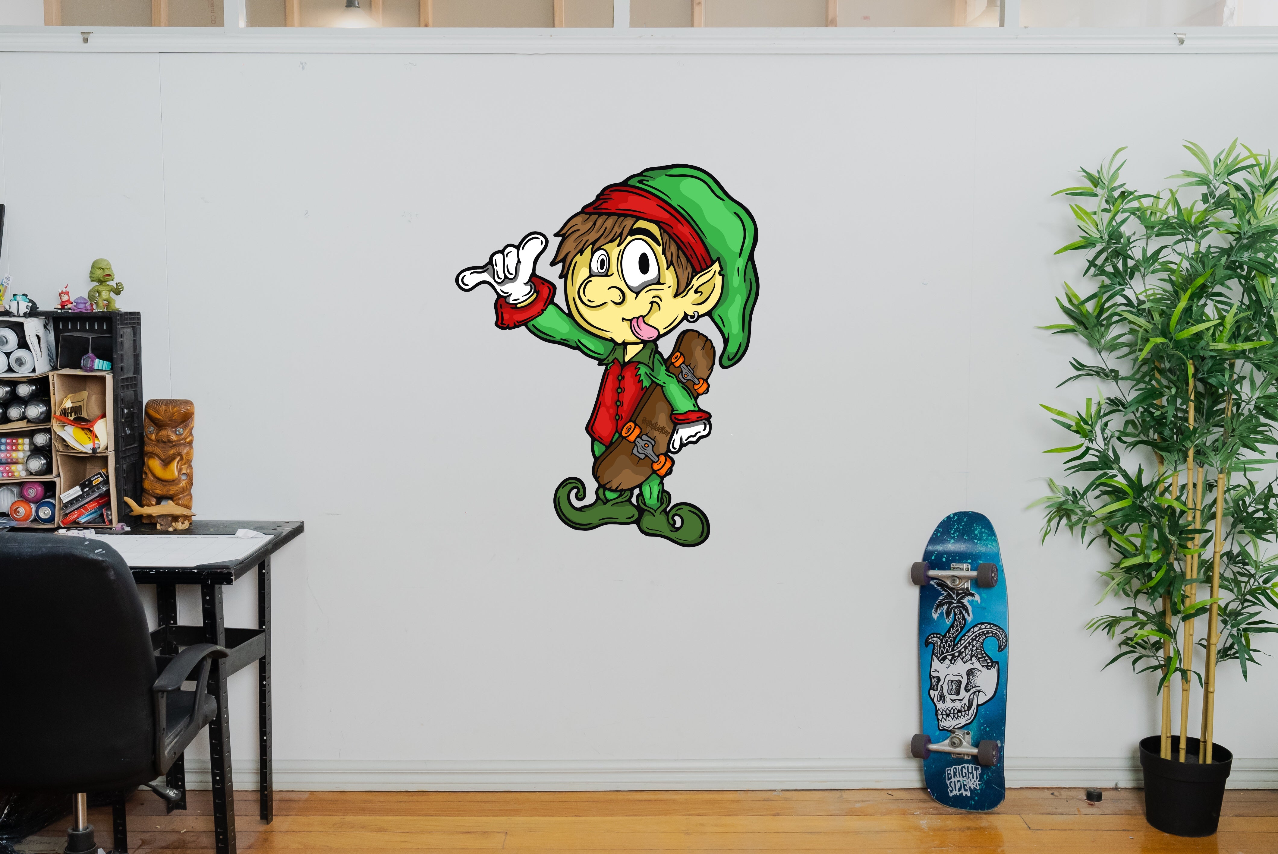 Wall Art Decal - Christmas Skater Elf