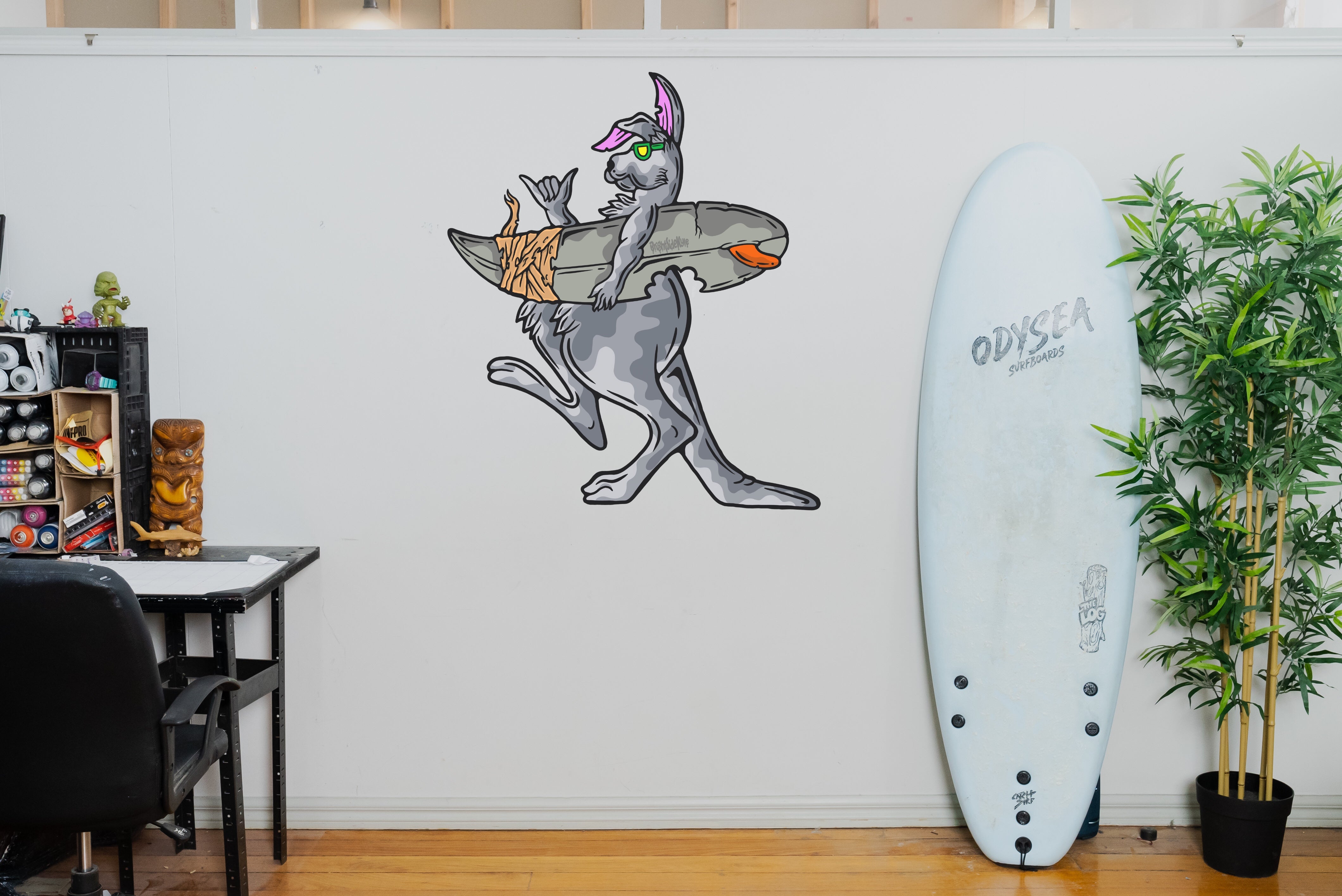 Wall Art Decal - Surfing Kangaroo
