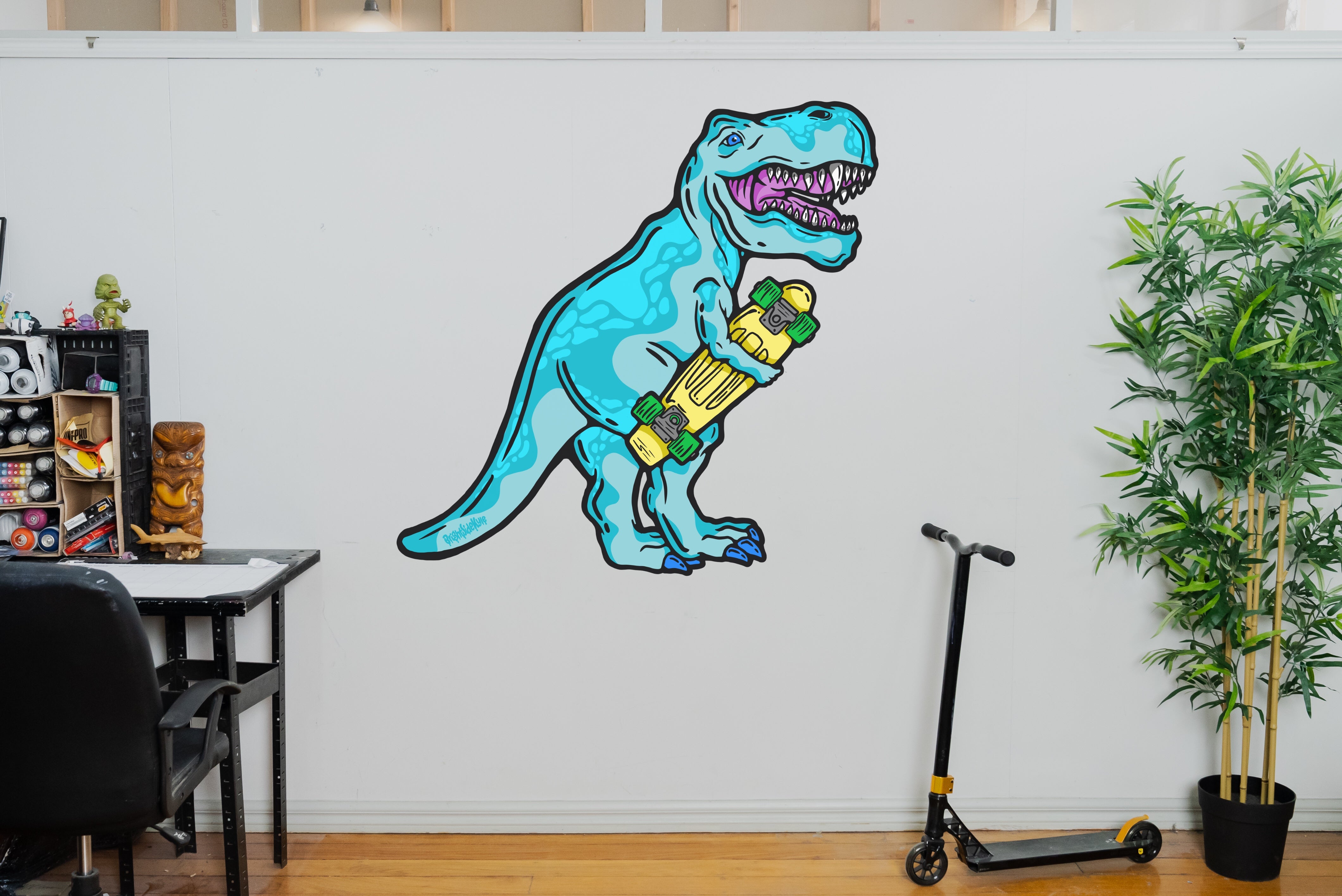 Wall Art Decal - Penny board T.Rex