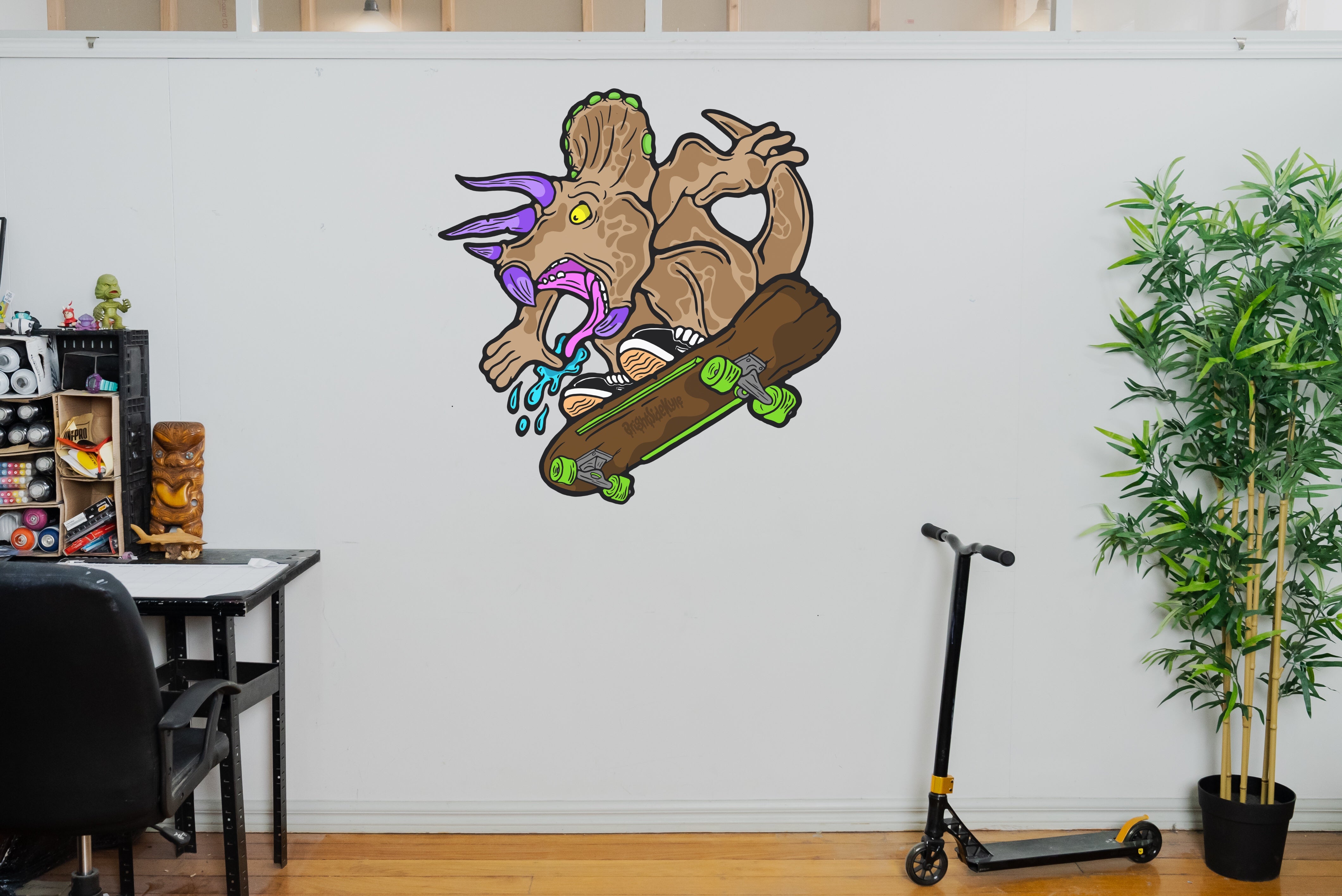 Wall Art Decal - Triceratops Skater