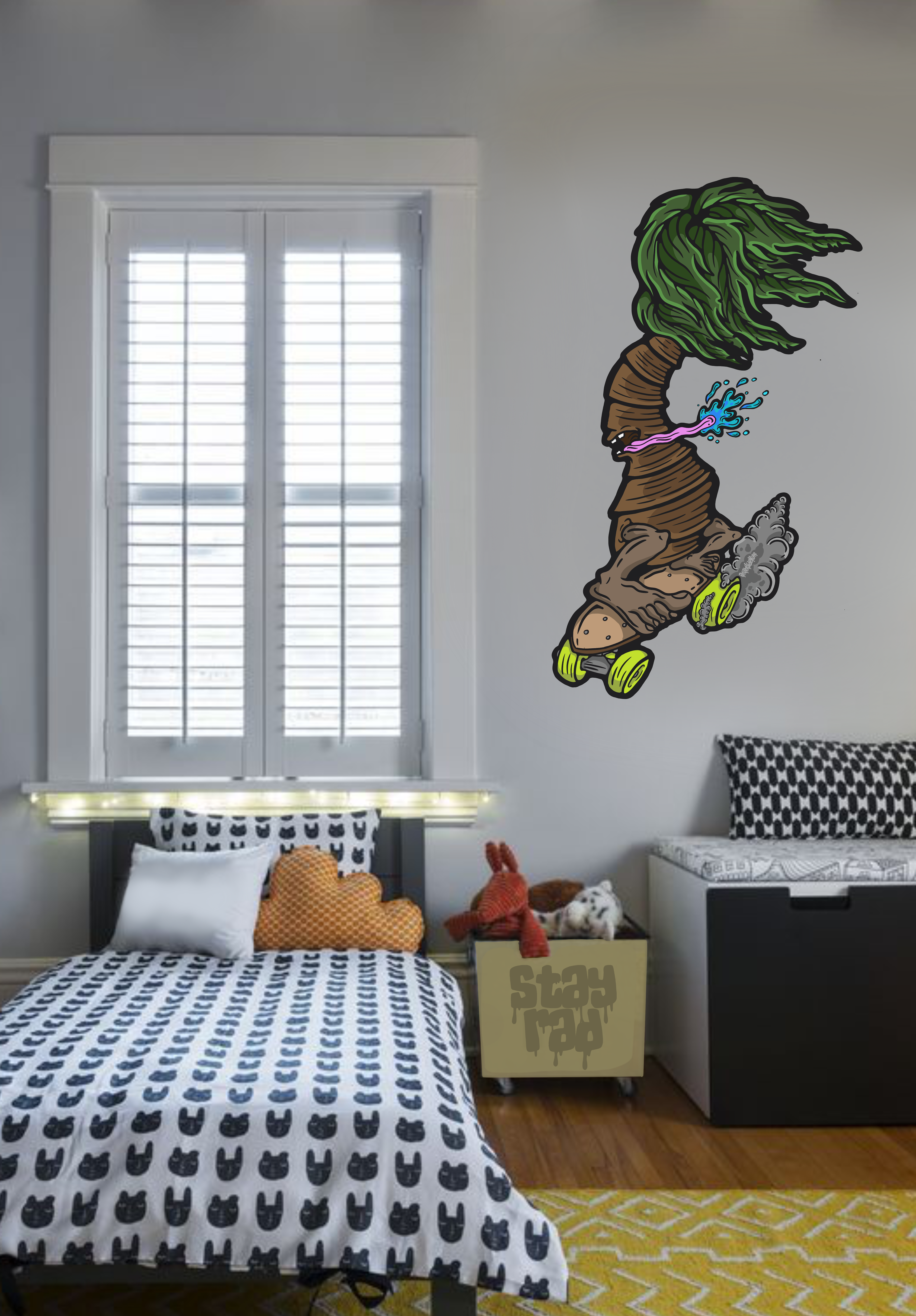 Wall Art Decal - Skater Palm Tree