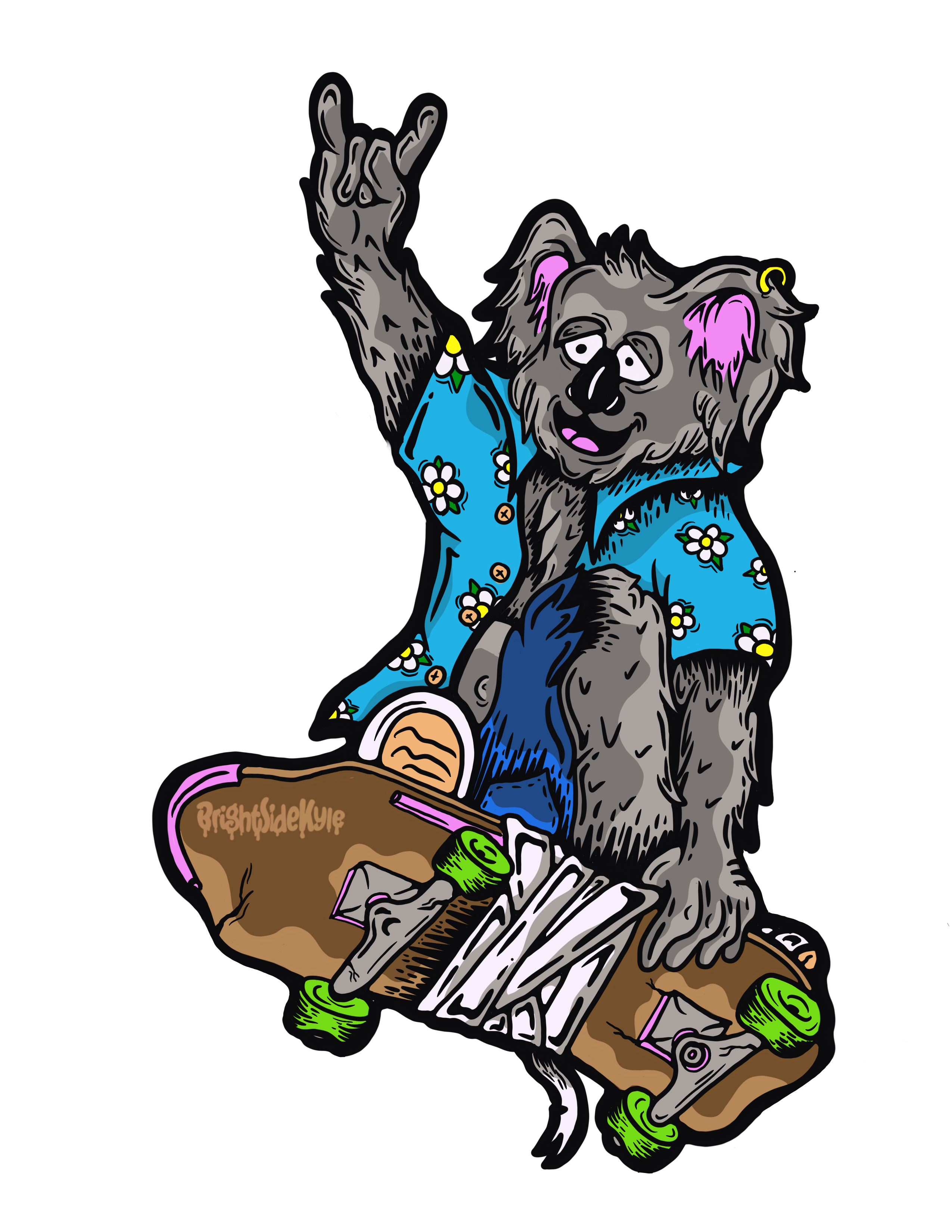 Wall Art Decal - Skateboarding Koala