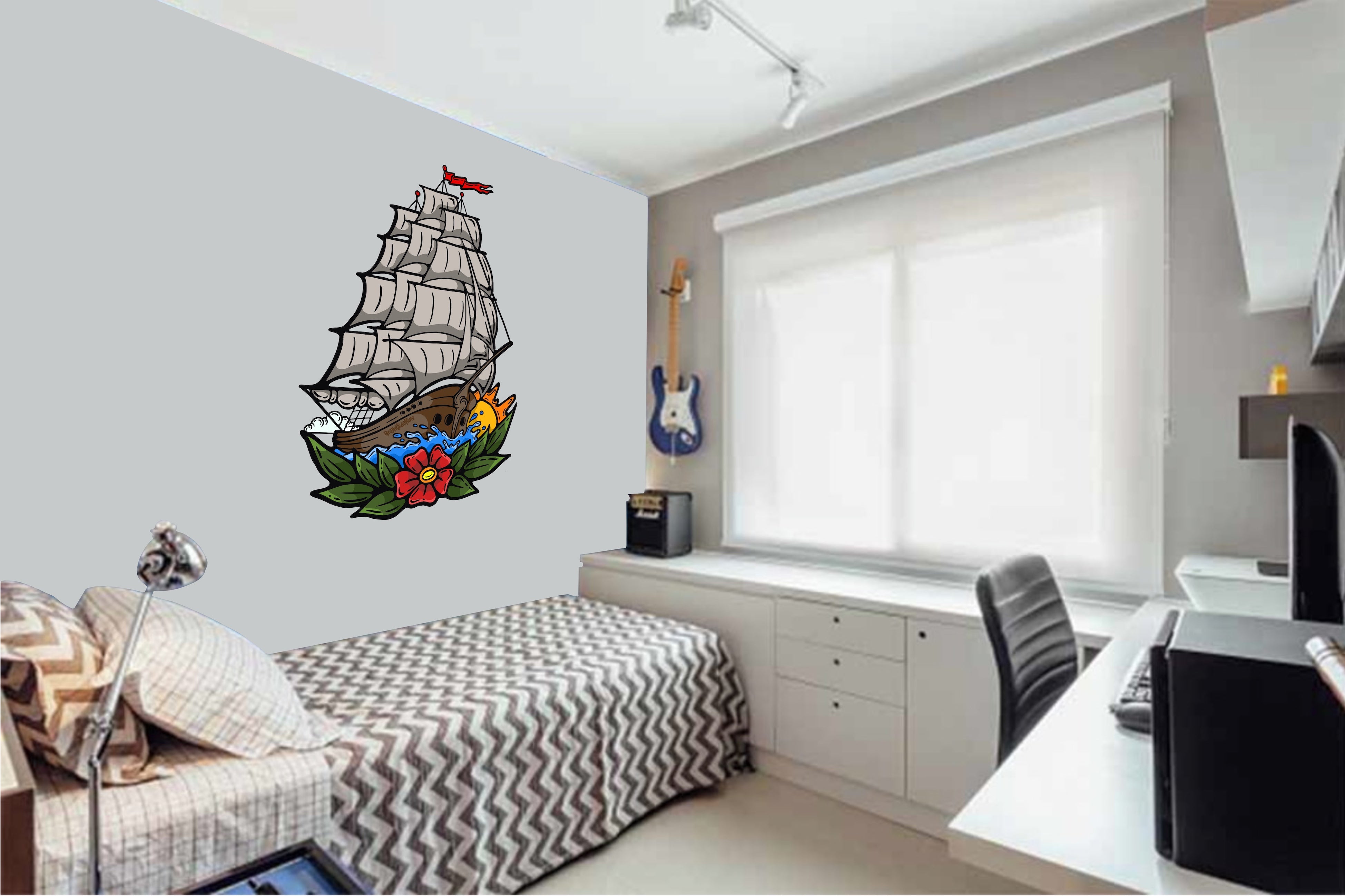 Wall Art Decal - Tattoo Sailor Ship